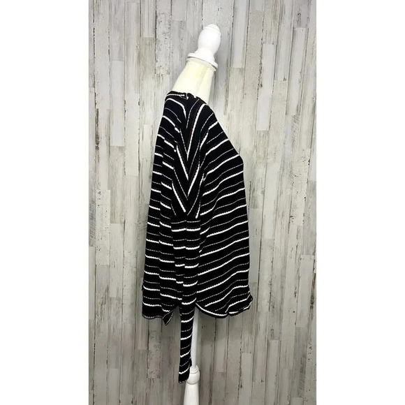 Out From Under Women's Size Medium Black Striped Buttoned Cardigan Sweater - Picture 2 of 5